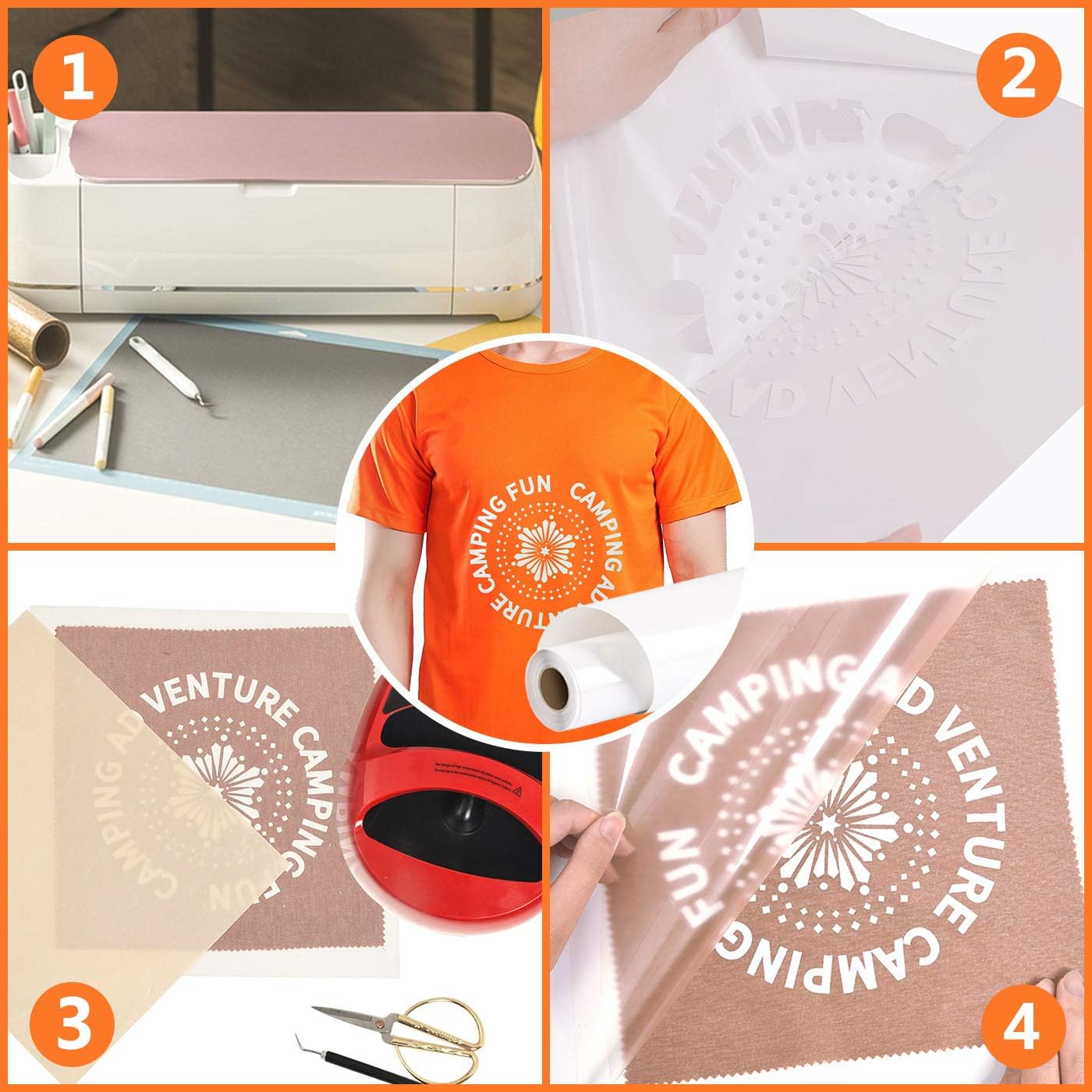 RENLITONG Heat Transfer Vinyl,12 Inch by 10ft White Iron on Vinyl