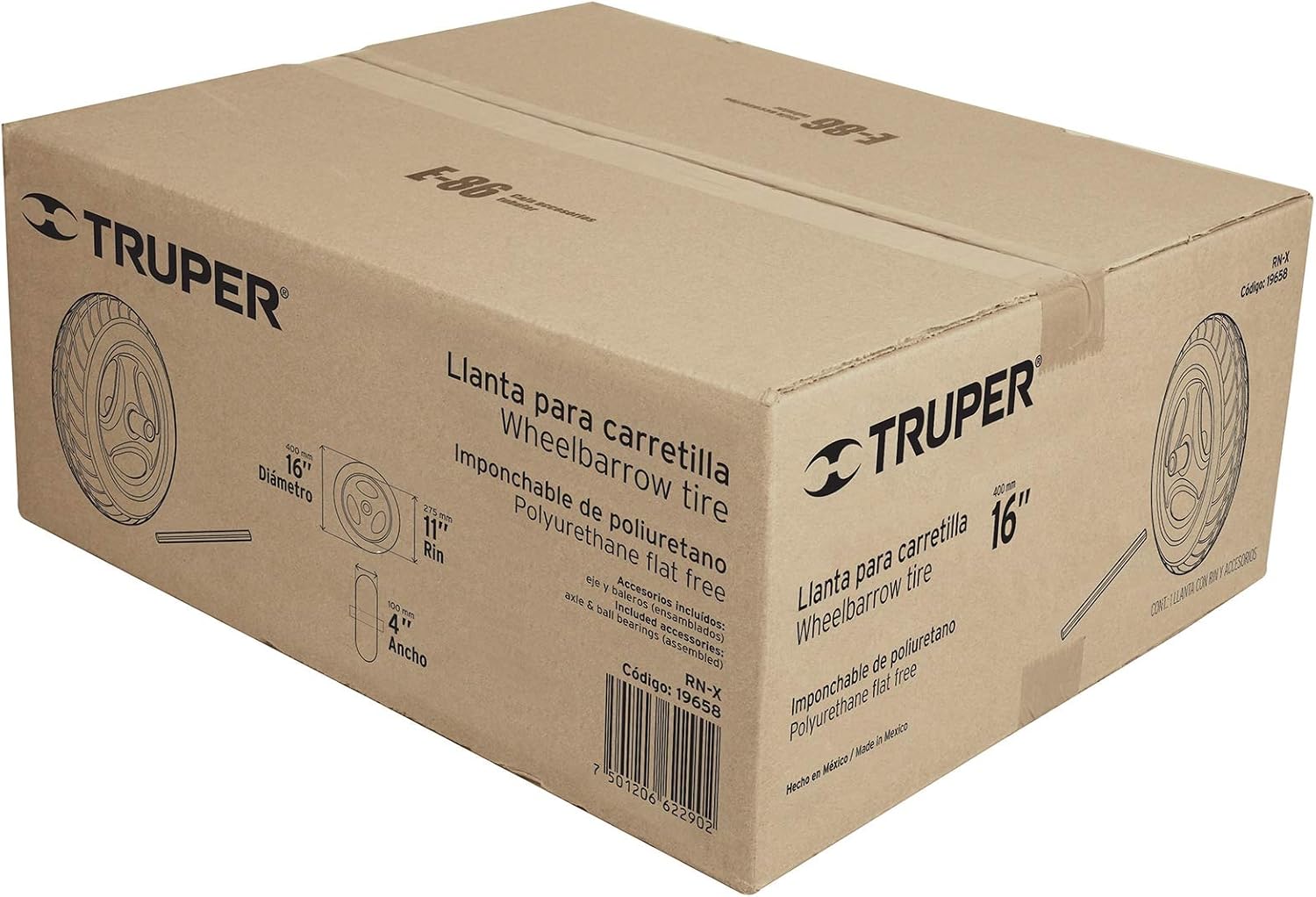 TRUPER RN-X 16" x 4" Flat Free Tire
