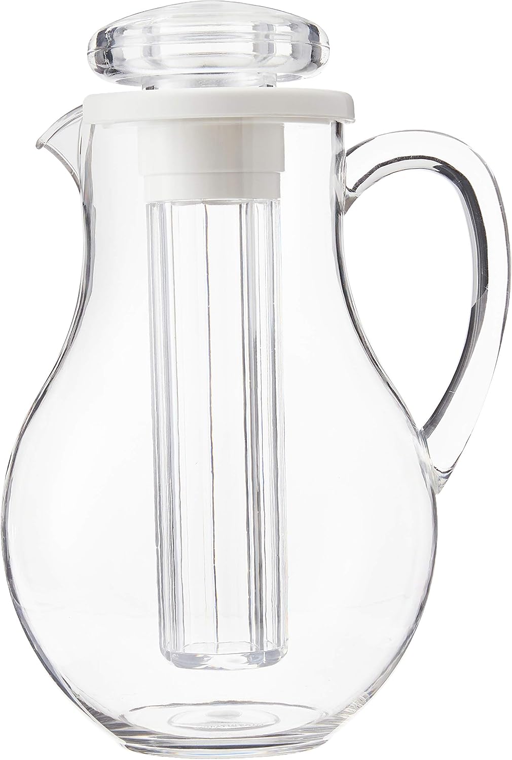 Winco 64 oz Clear Plastic Commercial Pitcher | Dishwasher safe, BPA-free, Keeps drinks chilled, Built-in ice tube core, Great for Water, Iced Tea