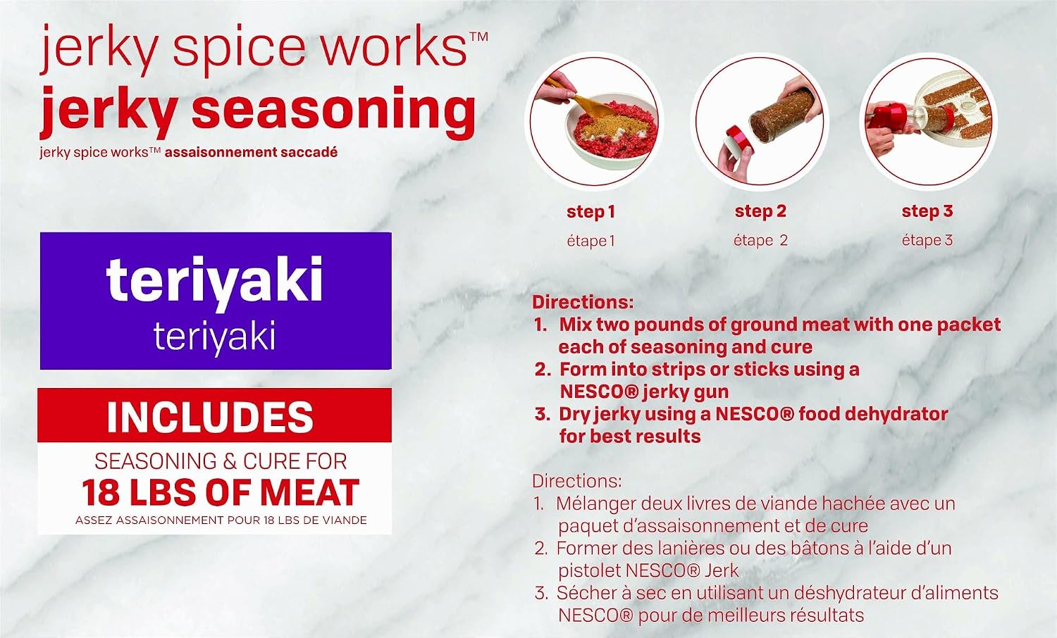 NESCO TJ-18, Jerky Spice Works, Teriyaki Flavor, 9 Count