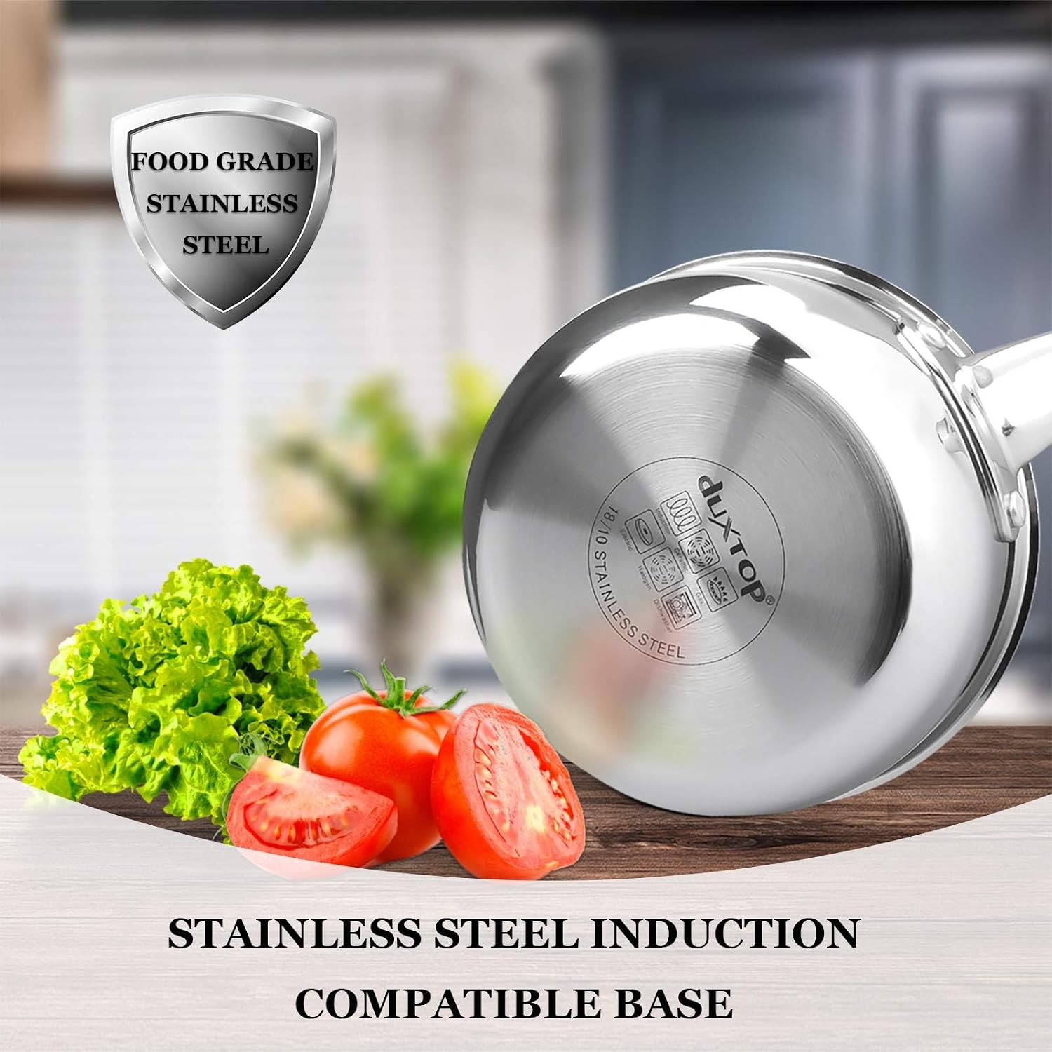 Duxtop Tri-Ply Stainless Steel Saucepan with Lid, 3 Qt Induction Pot | Whole Clad Saucier Pan, Dishwasher and Oven Safe, Stay-Cool Handle