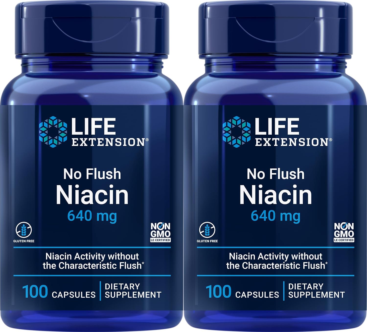 Life Extension No Flush Niacin, 100 Capsules (Pack of 2)