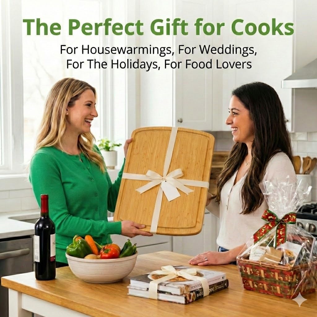 INDESTRUCTABLE Bamboo Cutting Board (Extra Large) with Vertical Grain Strength Technology - Non Toxic, Spacious and Lightweight 18" XL Chopping Board Gift - Replacements for Life