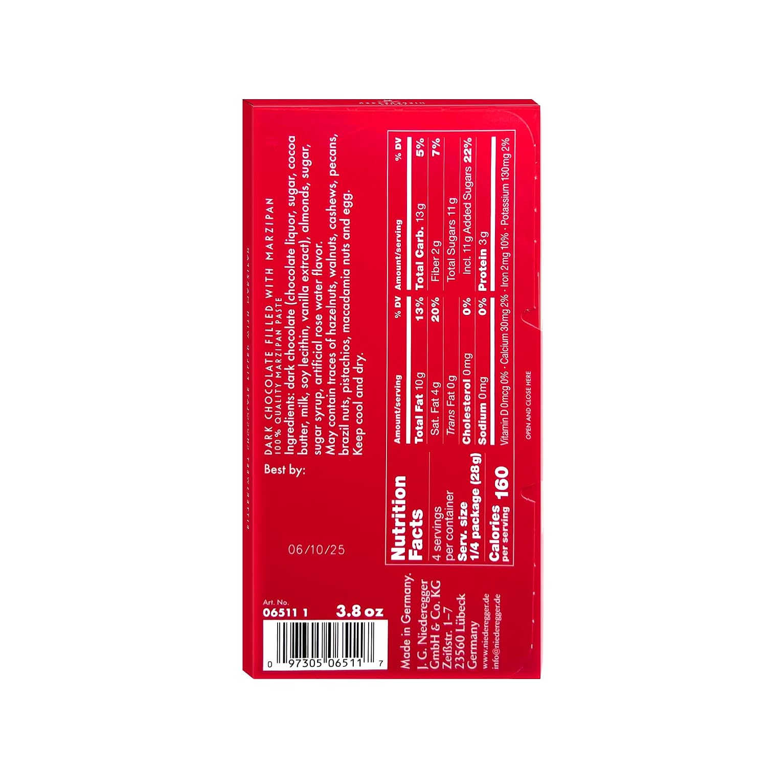 Niederegger Dark Chocolate Marzipan Bar
