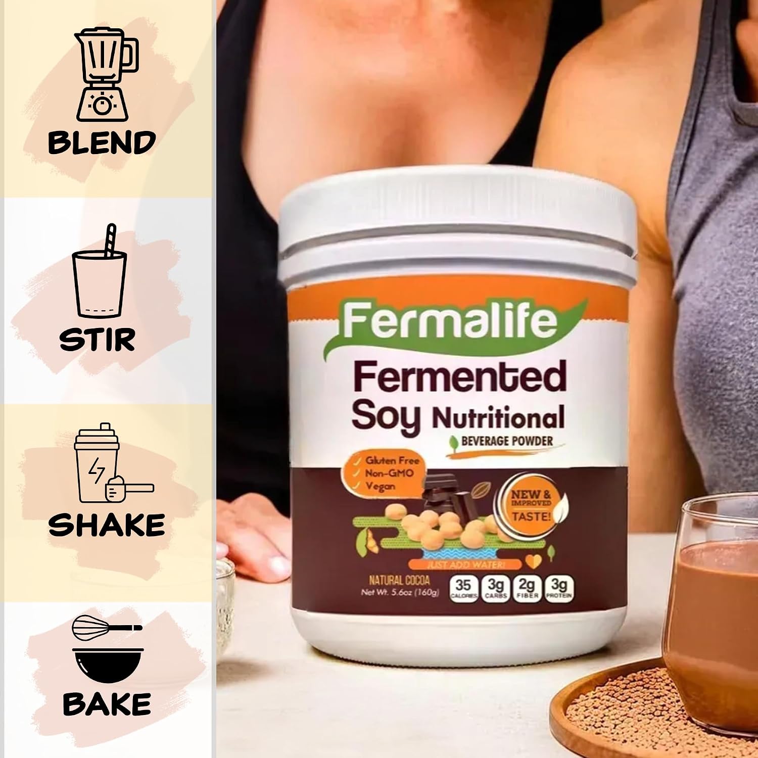 FERMALIFE USDA Organic Fermented Soy Nutritional Beverage - Mix, 5.6oz, 20 Servings, Non-GMO, Vegan, Nutrients for Your Gut Bacteria