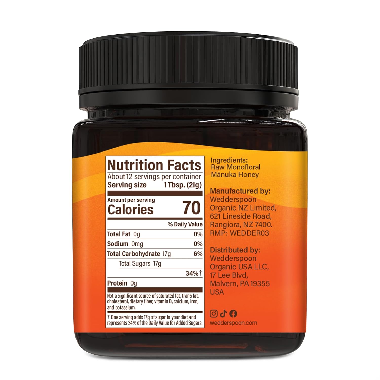 Wedderspoon Raw Manuka Honey 150+ MGO, 17.6 Oz, Unpasteurized New Zealand Honey, Non-GMO, BPA-Free Jar, Superfood & Natural Wellness Support | Unpasteurized New Zealand Honey, Non-GMO, BPA-Free Jar, Superfood & Natural Wellness Support