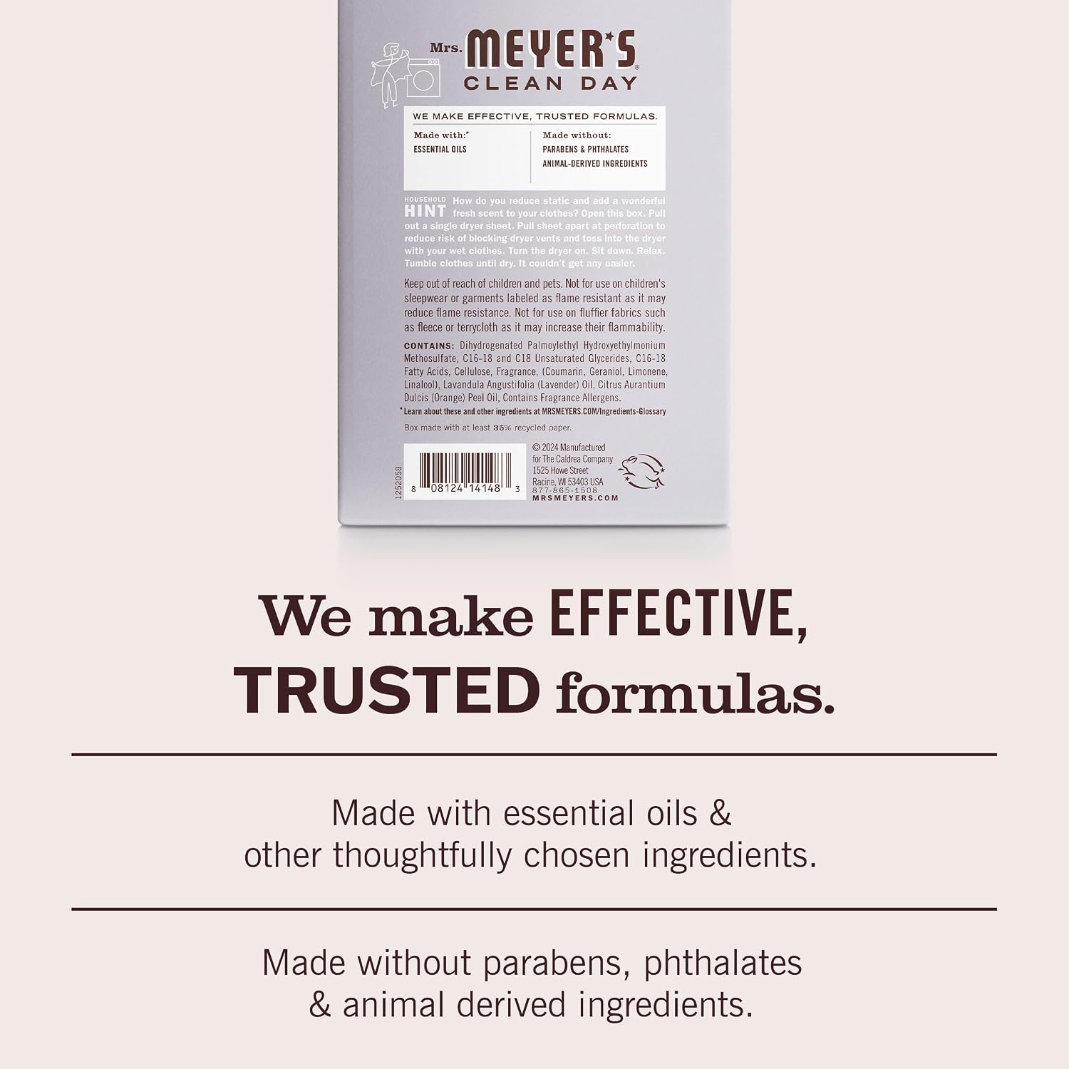 MRS. MEYER'S CLEAN DAY Dryer Sheets, Lavender, 80 ct