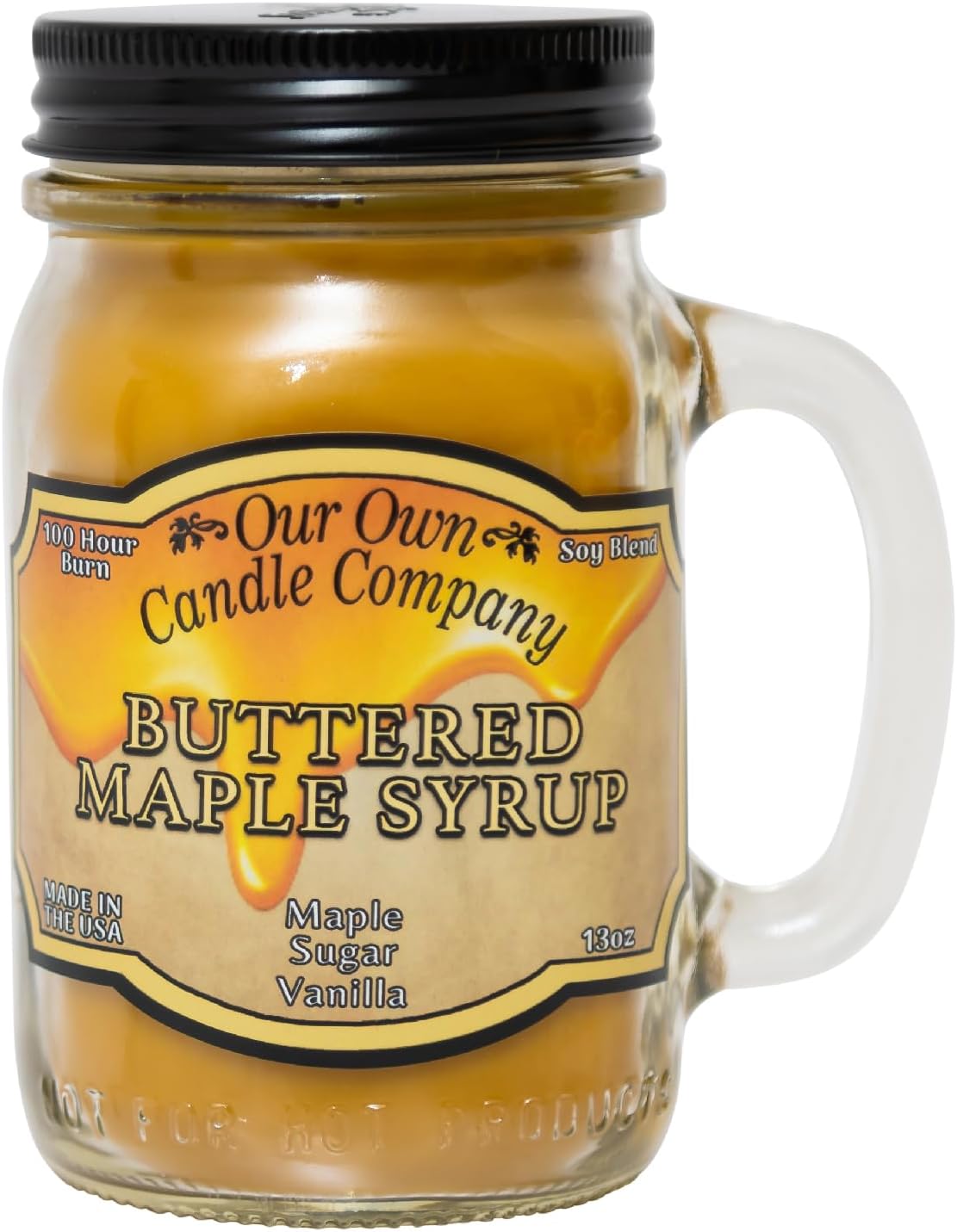 Balsam Pine Scented Mason Jar Candle, Our Own Candle Company, 13 oz | Clean, fresh Balsam-pine-tree scent; soy blend wax; lead-free wick with patented straightener; long lasting
