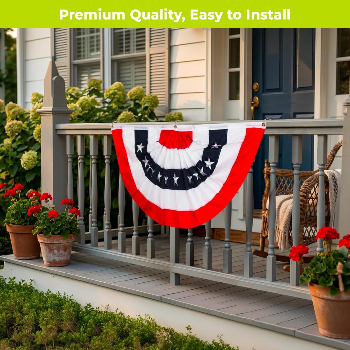 Briarwood Lane 4th of July Bunting 48" X 24 Tea Stained Patriotic For 4th of July Bunting