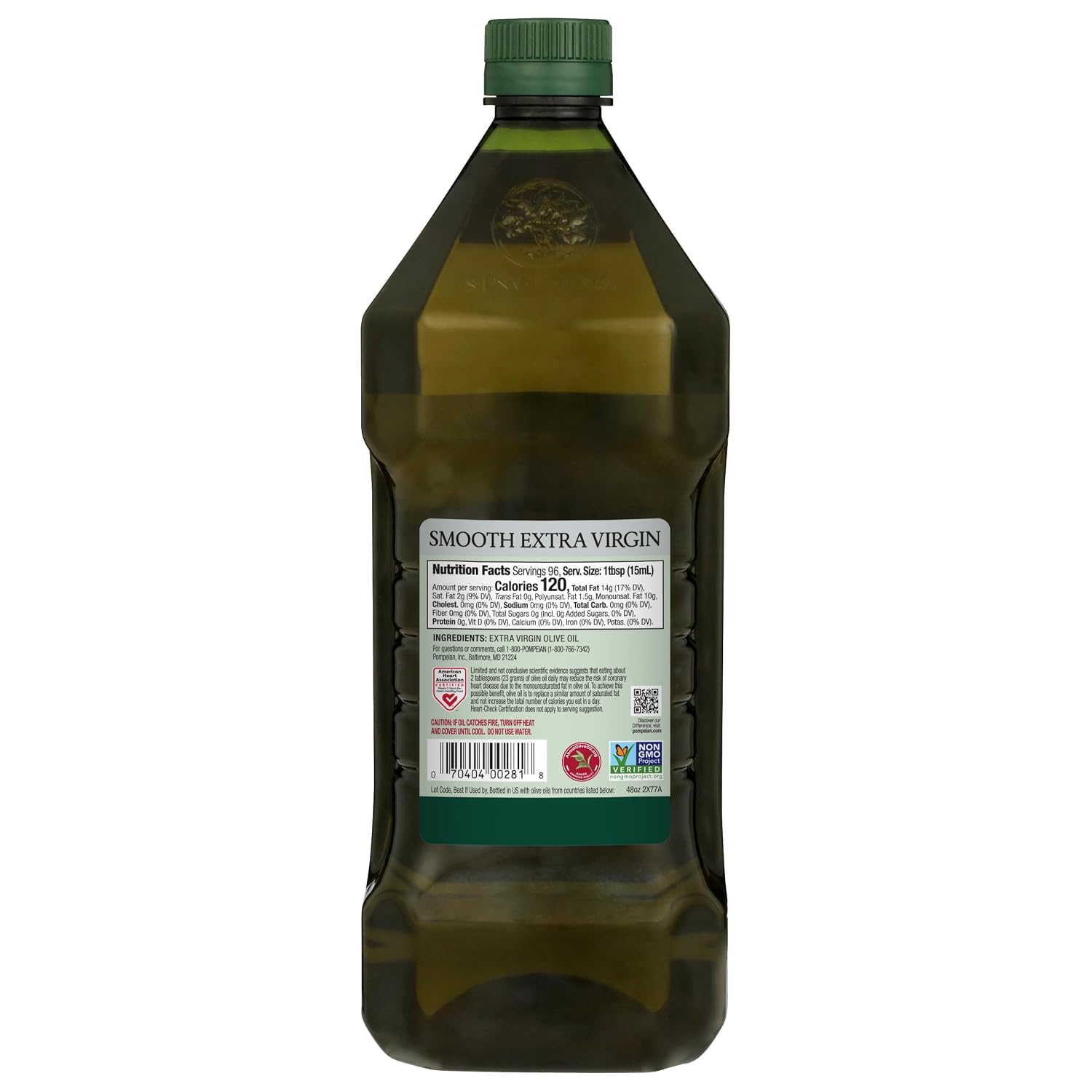 Pompeian Smooth Extra Virgin Olive Oil - 32 Fl Oz | First Cold Pressed Olive Oil for Cooking - Smooth Taste for Sauteing, Stir-Frying, and Baking