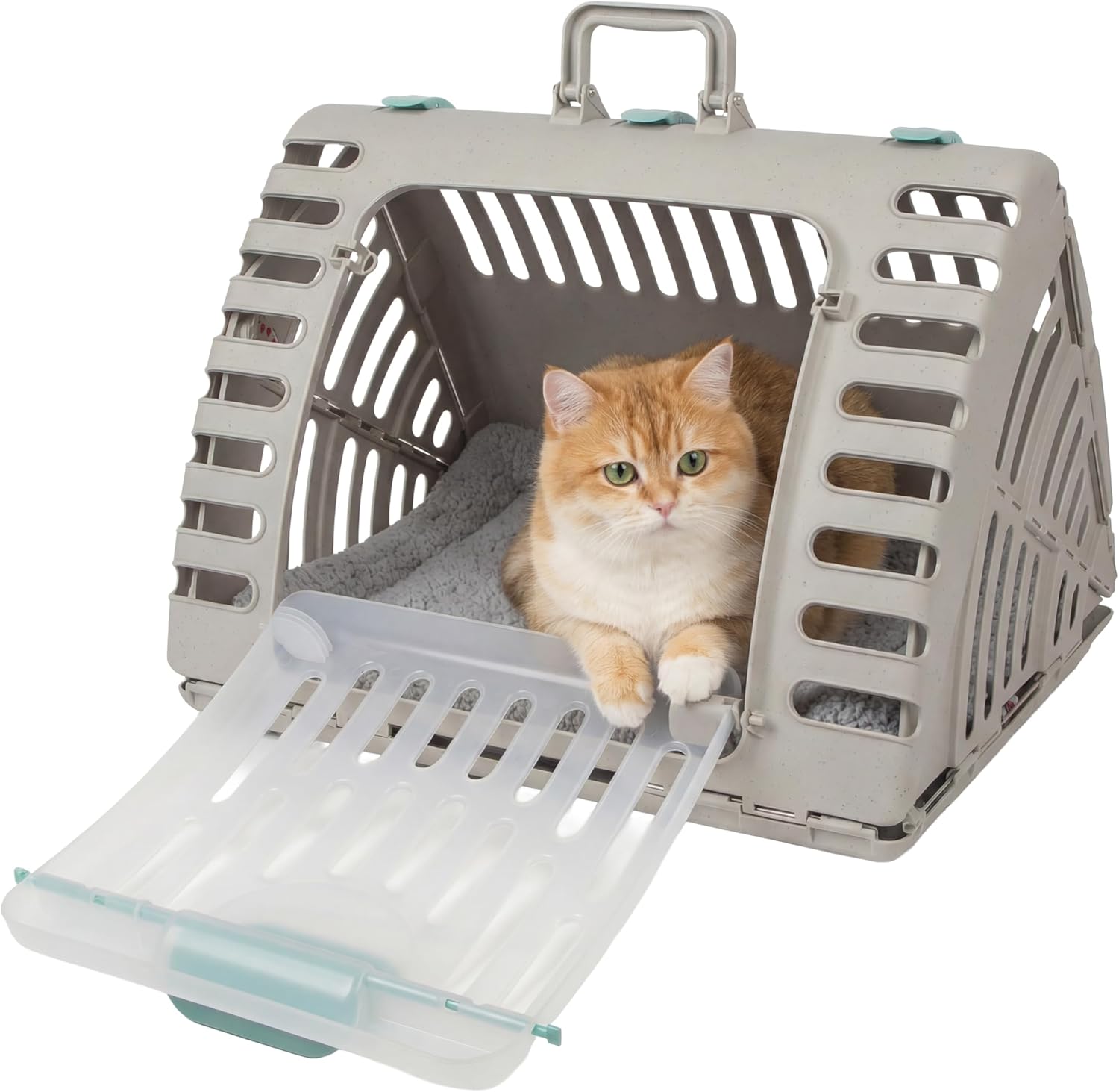 SportPet Large Hard-Sided Travel Cat Carrier - Cat Carrier with Patented Wide Side-Opening Door