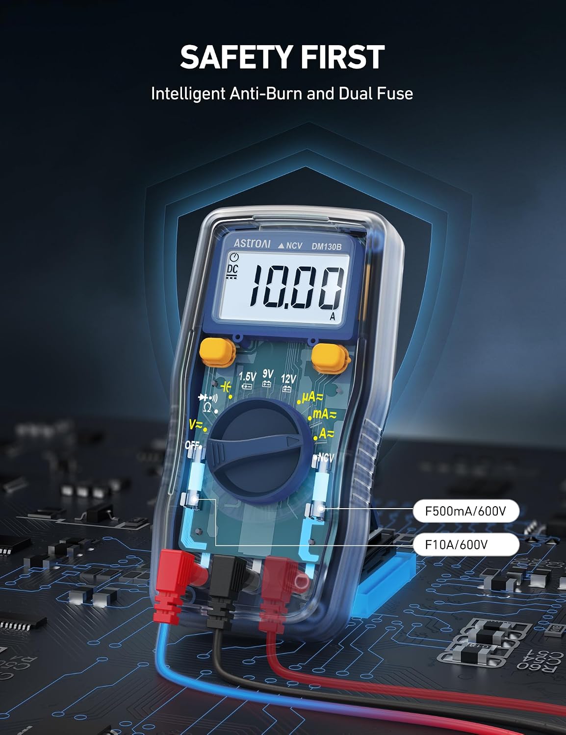 AstroAI DM130B Multimeter, 4000 Counts, Auto-Ranging, Capacitance Testing