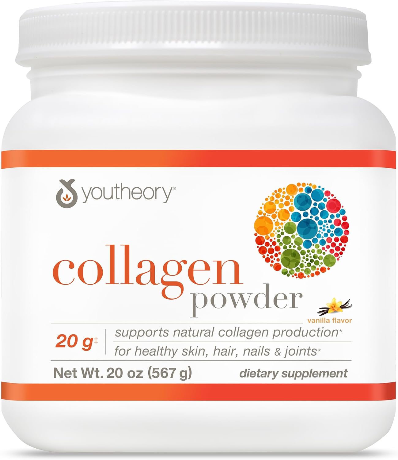 Youtheory Collagen Powder, 20g, Unflavored, 10 oz, 12-Day Supply