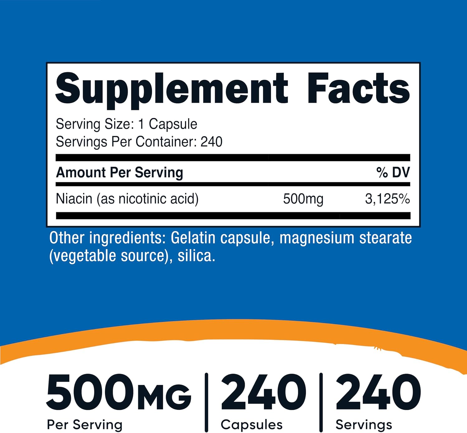 Nutricost Niacin (Vitamin B3) 500mg, 240 Capsules, with Flushing, GMO-Free | Gluten-Free