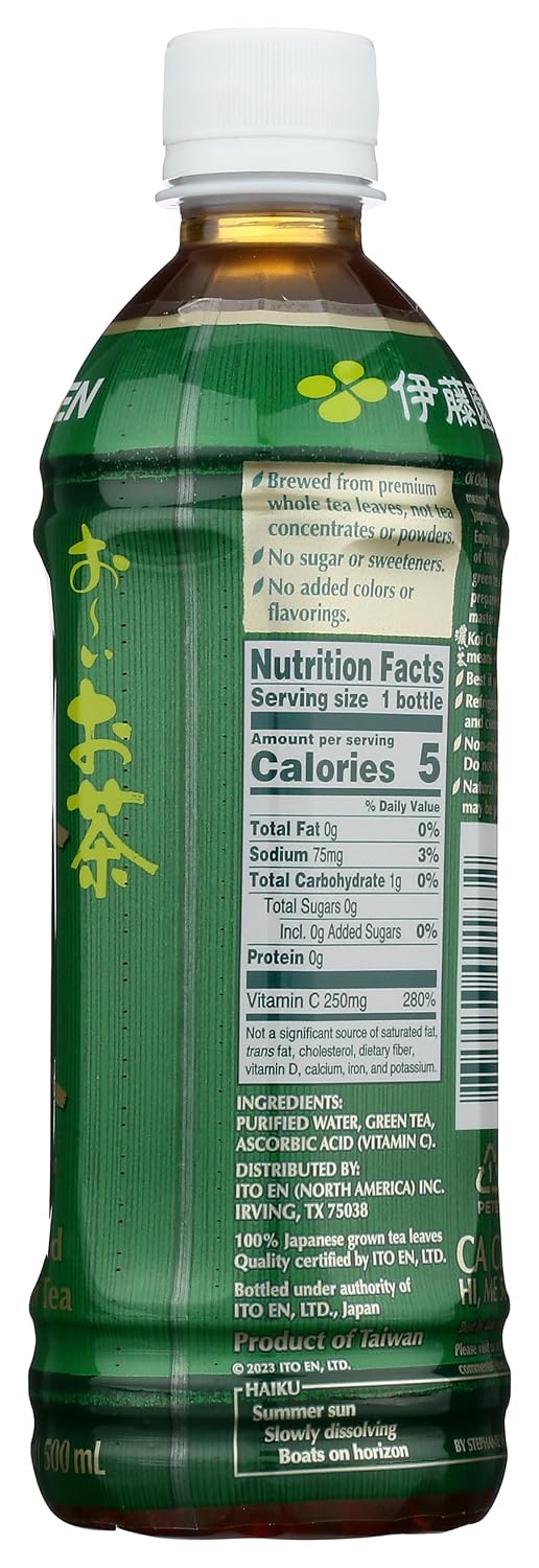 Ito En Tea Oi Ocha Green Tea, Unsweetened, 16.9 Ounce (Pack of 12)