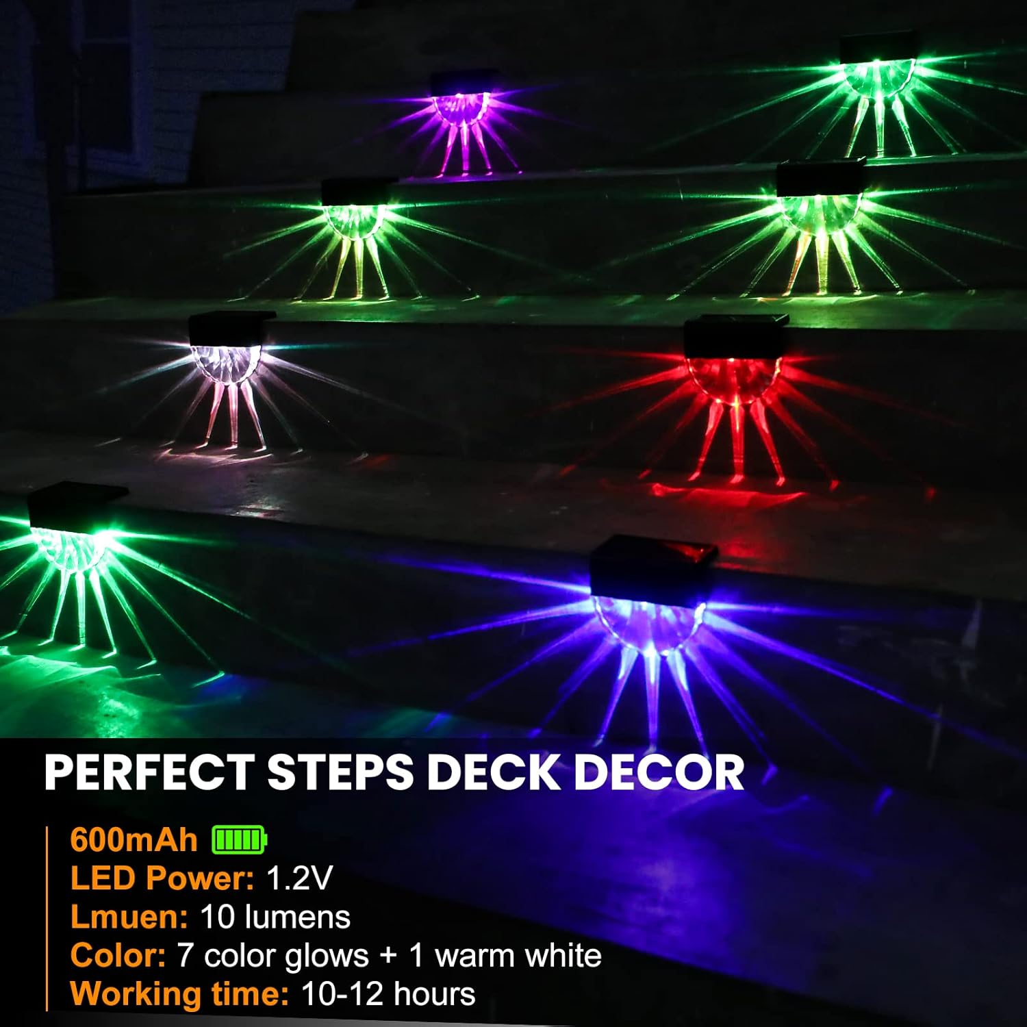 Solar Deck Lights Outdoor - 8 Pack Solar Step Light CIYOYO Waterproof Fence Lights for Patio Stairs Post Pathway Porch Driveway Yard Garden Decor