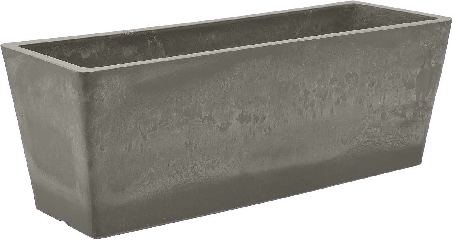 Arcadia Garden Products PSW U45CT Plastic/Stone/Wood Composite Simplicity Window Box, No Drainage Hole (Drillable), 17.5" x 7" x 6", Cement Color