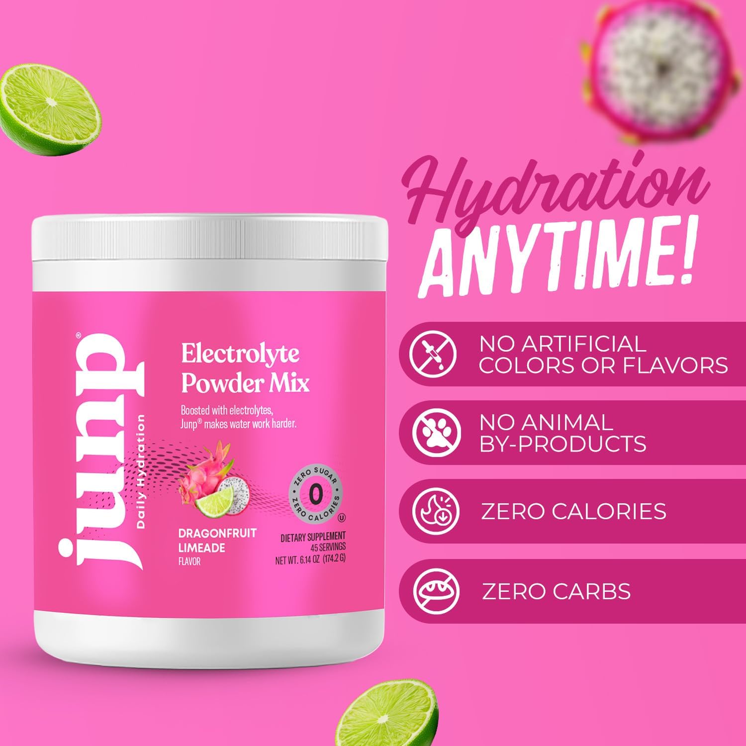 JUNP Electrolytes Powder No Sugar No Carbs – Lemonade Keto Electrolyte Drink Mix - Potassium & Salt Hydration Powder Electrolytes - Zero Calorie