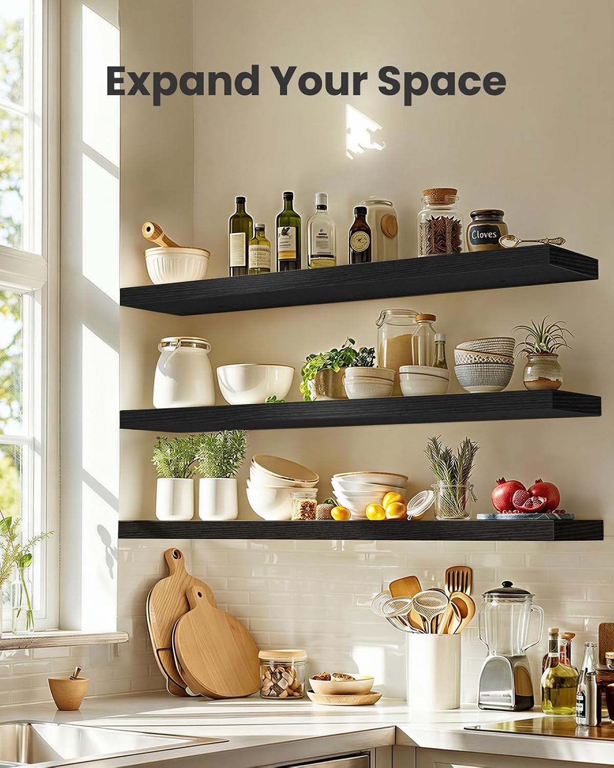 AMADA HOMEFURNISHING Floating Shelves, Wall Shelves for Bathroom/Living Room/Bedroom/Kitchen Decor