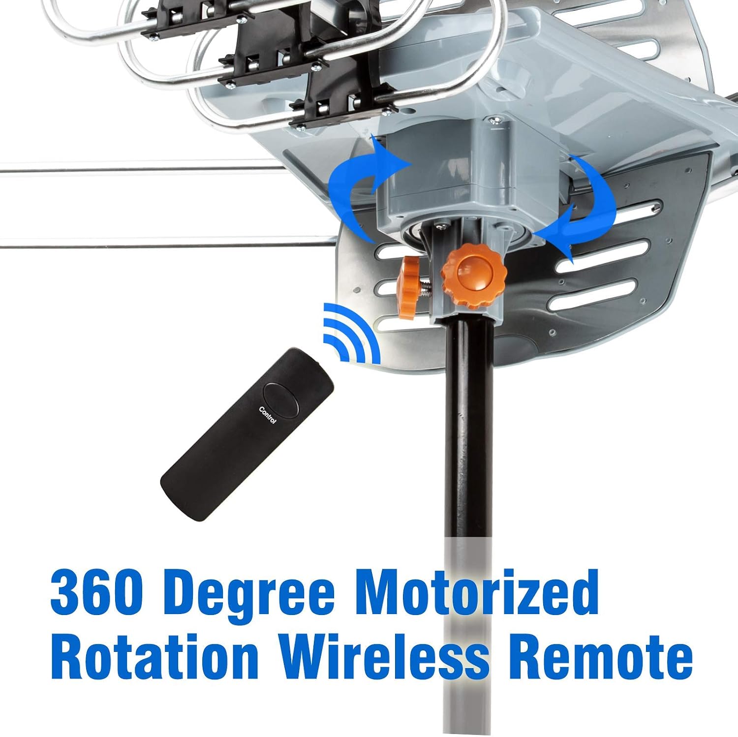 Five Star Outdoor HDTV Antenna 150 Mile Long Range – 360° Rotating TV Antenna with Amplifier, Dual TV Output, Remote Control, Weatherproof, Support 4K 1080p UHF/VHF for 2–5 TVs