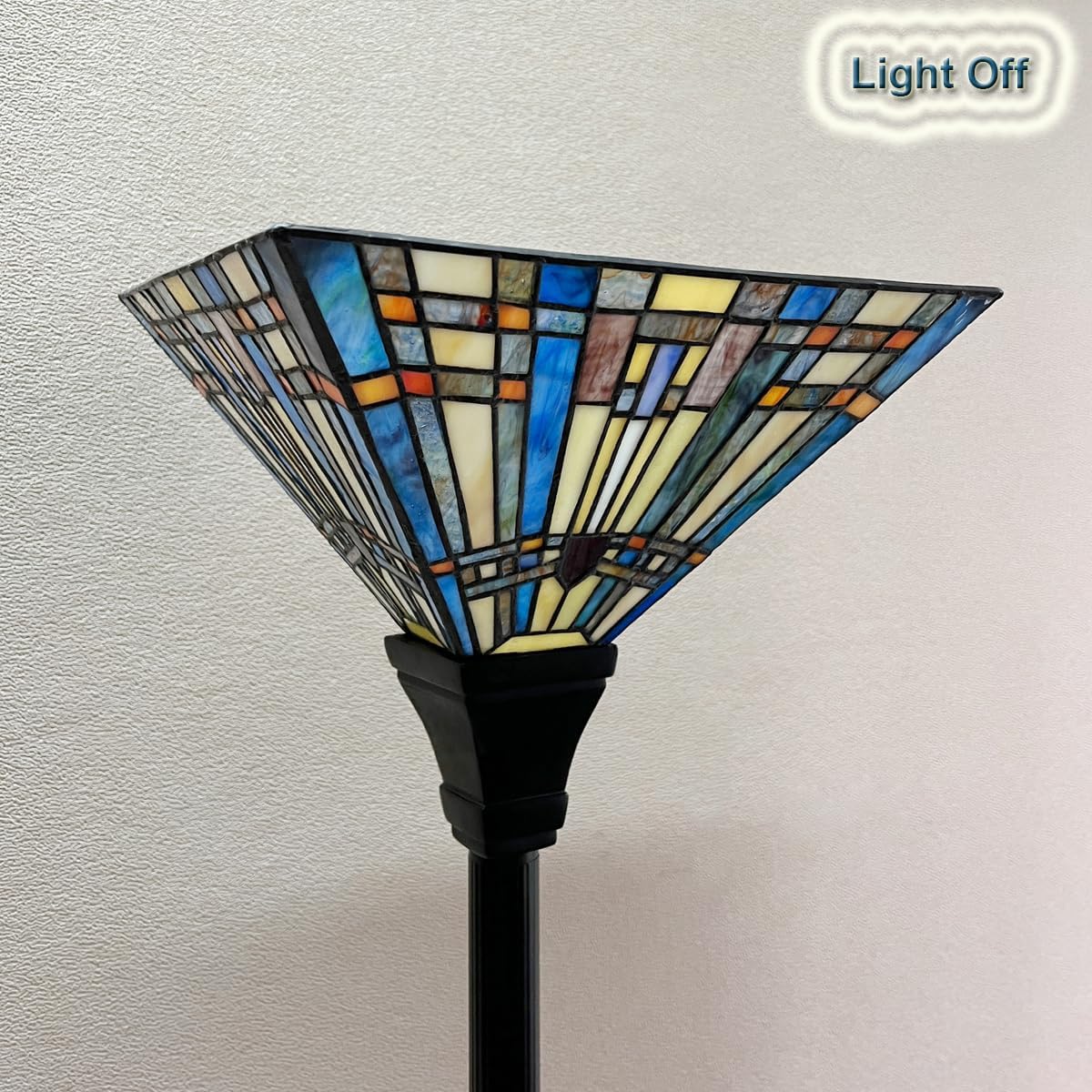 Tiffany Torchiere Floor Lamp Handcrafts Mission Stained Glass Torch Light