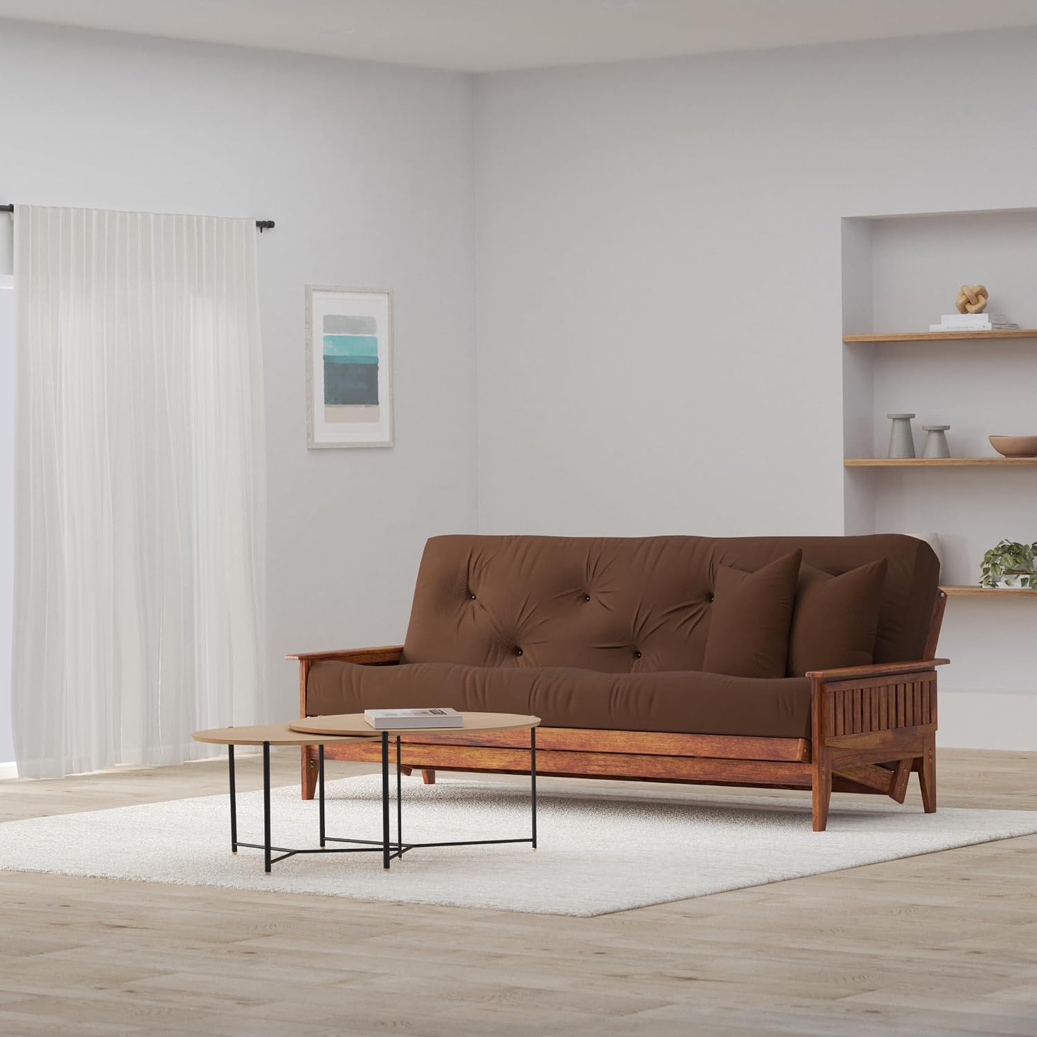 Eastridge Futon Set - Full Size, Frame, 8" Mattress, Twill Black Cover