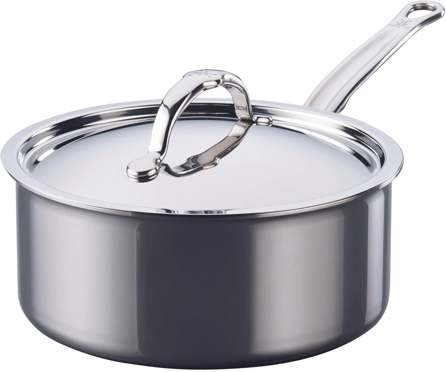 Hestan NanoBond Molecular Titanium Saucepan with Lid, 3-Quart - PFAS-Free Stainless Steel, 4x Stronger, 1050°F Oven Safe, Induction Compatible