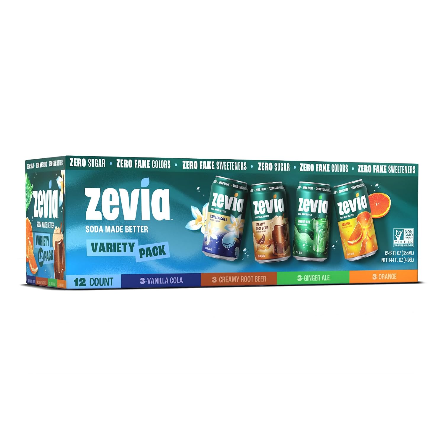 Zevia Zero Calorie Soda, Orange, 12 Ounce Cans (Pack of 6)