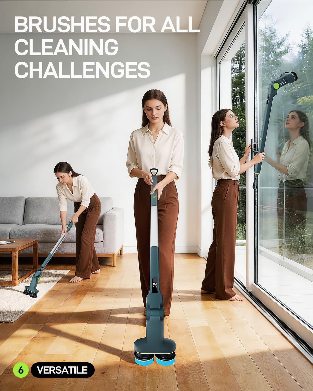 Electric Spin Scrubber Cordless Cleaning Brush | Adjustable Handle and Powerful Motor for Deep Cleaning Bathroom, Tile, Shower