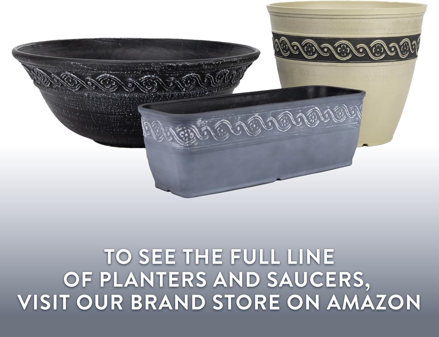 GROWSCAPE Corinthian Round Planter Pot w/Drainage Holes, 8" Desert Tan