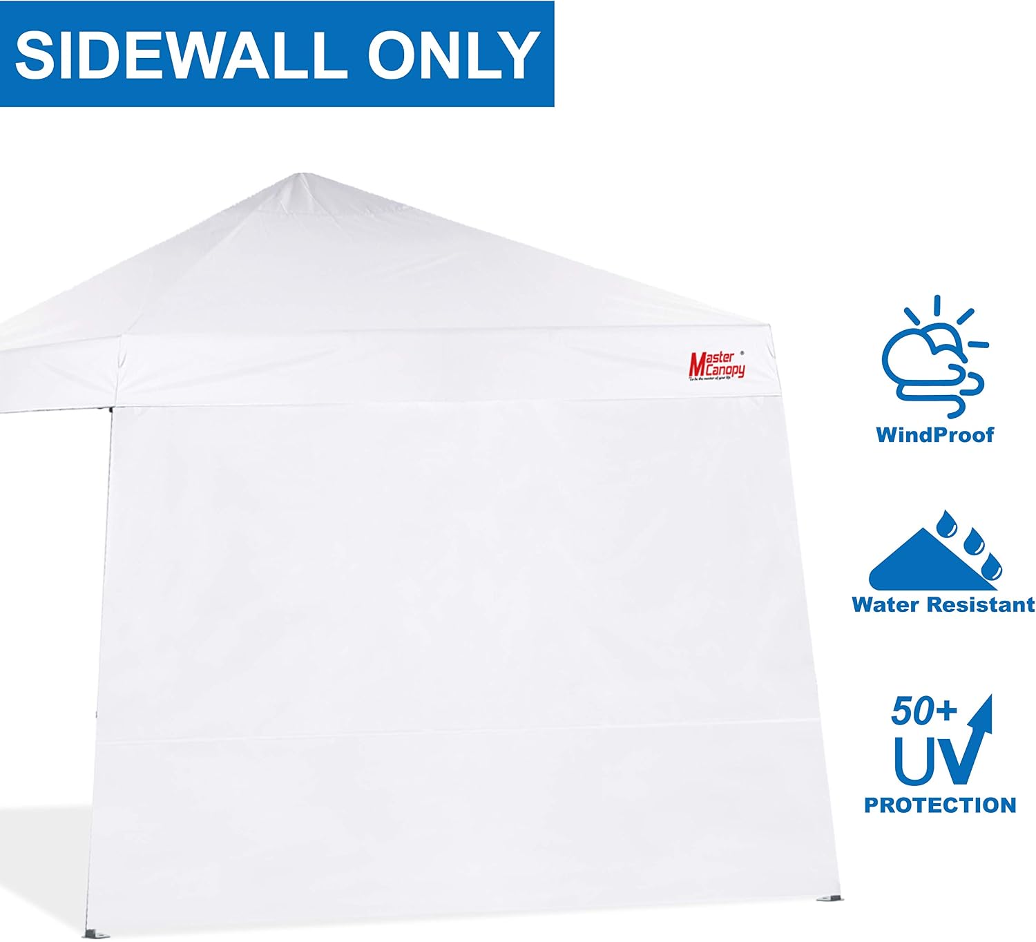 MASTERCANOPY SunWall Canopy Sidewall for 10x10 Slant Leg Canopy Tent, 1 Pack Sidewall Only (Black) | Waterproof UV‑blocking Durable Slant Leg SunWall Adds Shade and Blocks Wind for Canopies, Gazebos