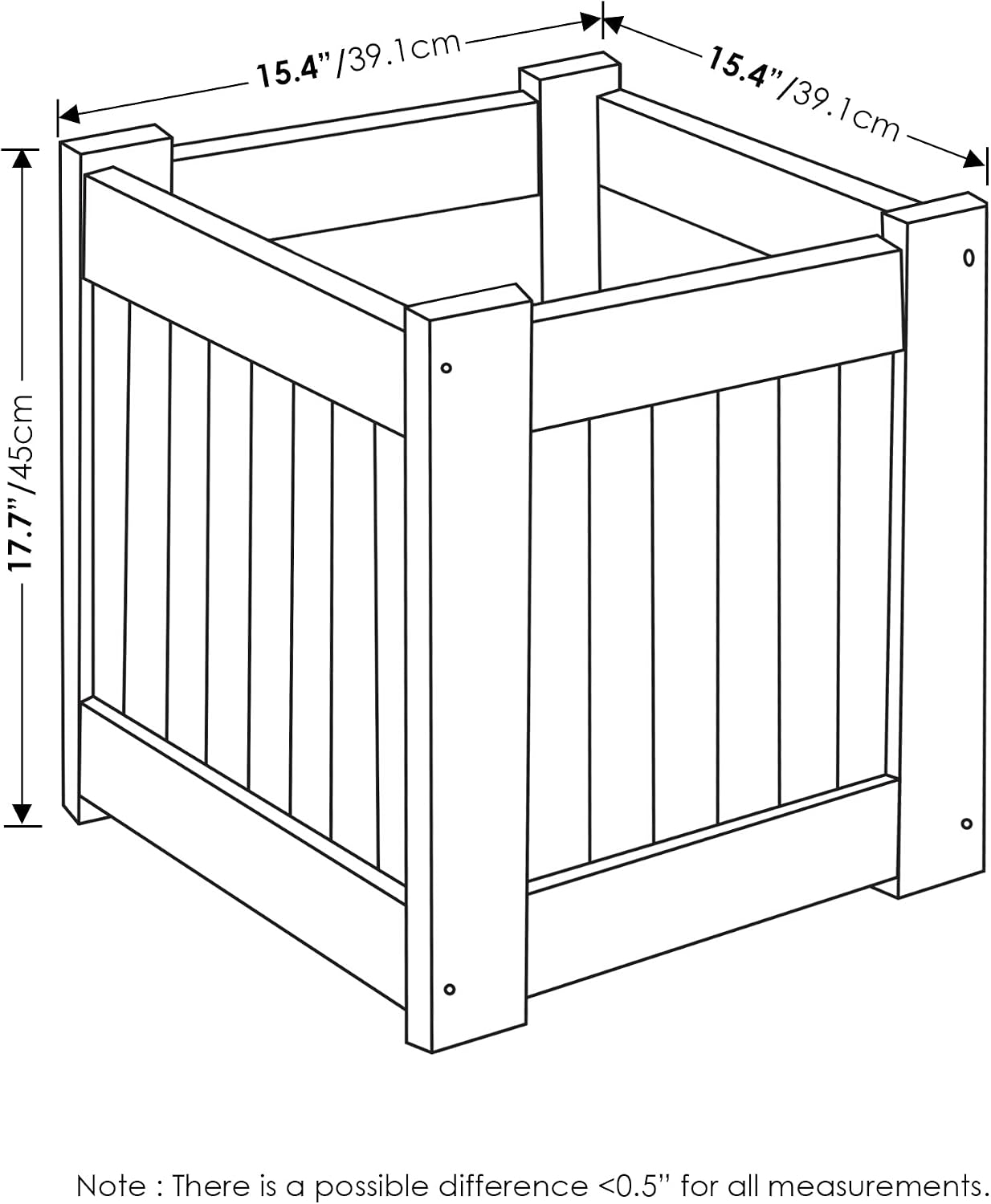 Furinno 2-FG16450 Tioman Hardwood Flower Box, Two-Pack, Natural | 15.4 x 15.4 x 17.7, Flower Box, Garden Box, in Teak Oil, Outdoor Indoor, Garden, Patio, Balcony