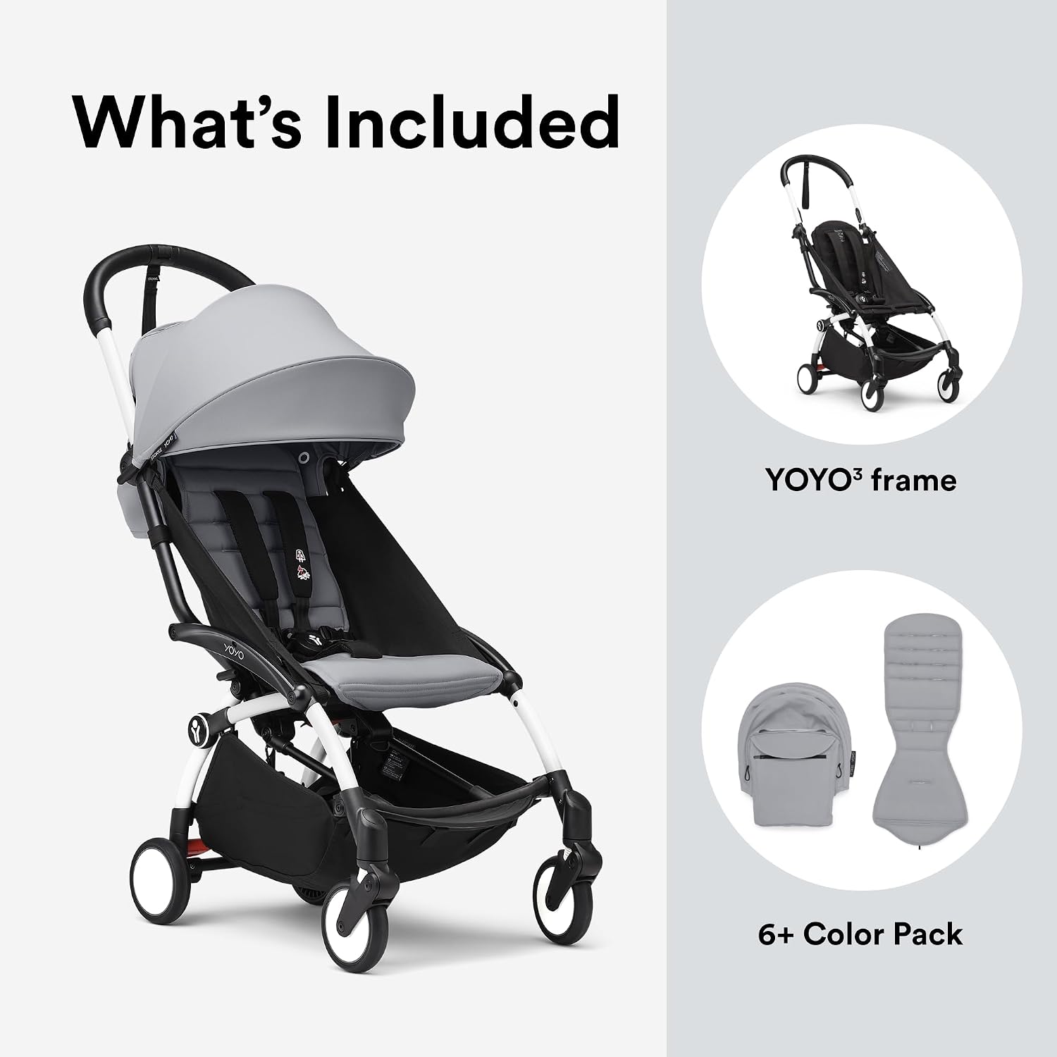 Stokke YOYO3 Travel Stroller from 6 Months, Easy Fold, Black/Black | Includes Frame, Seat Cushion, & Canopy, Light & Compact, Carry-on Compatible, Storage in Zip Back Pocket & Under Seat Basket