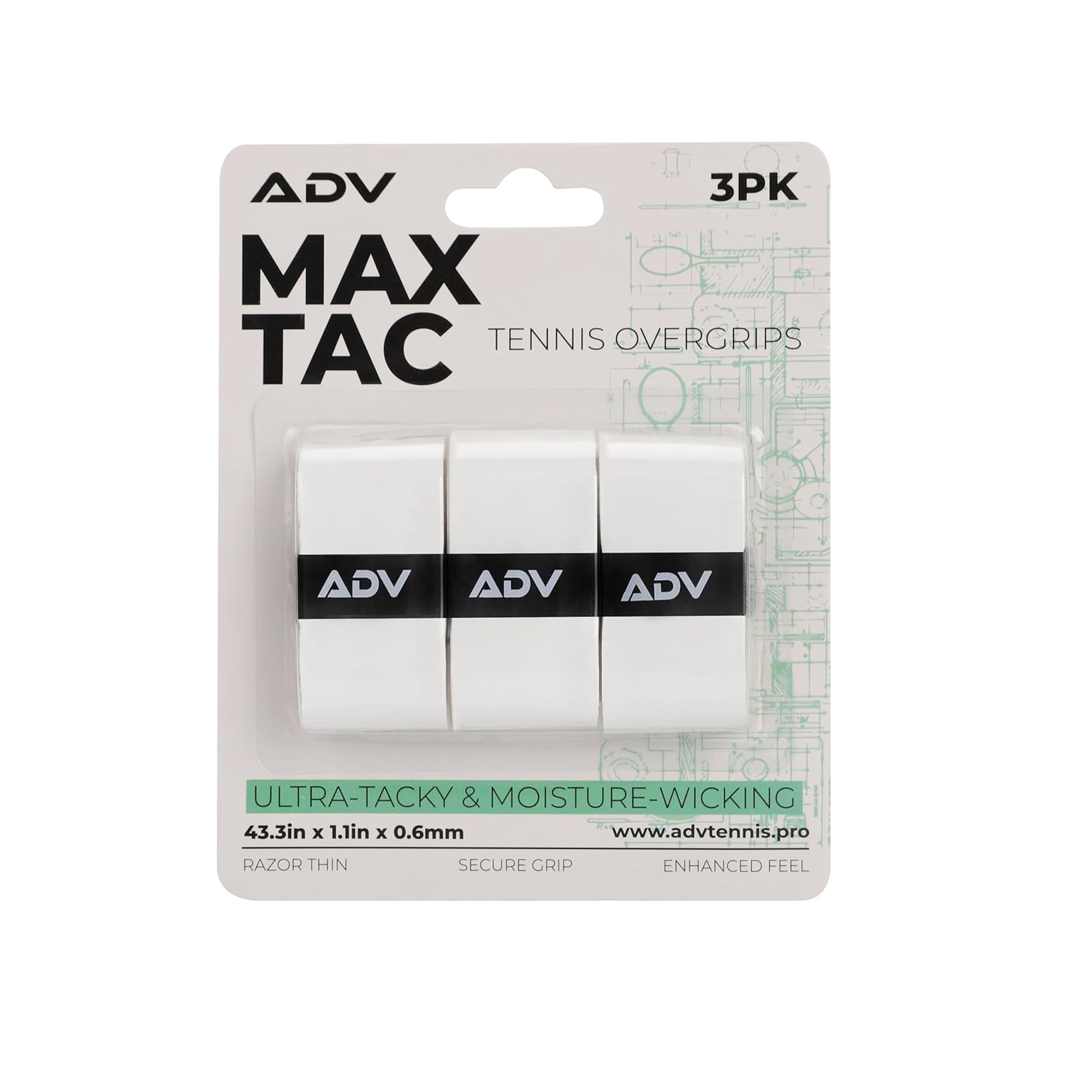 ADV MaxTac Tennis Overgrip, Tacky Moisture-Wicking Grip (Orange, 12-Pack)