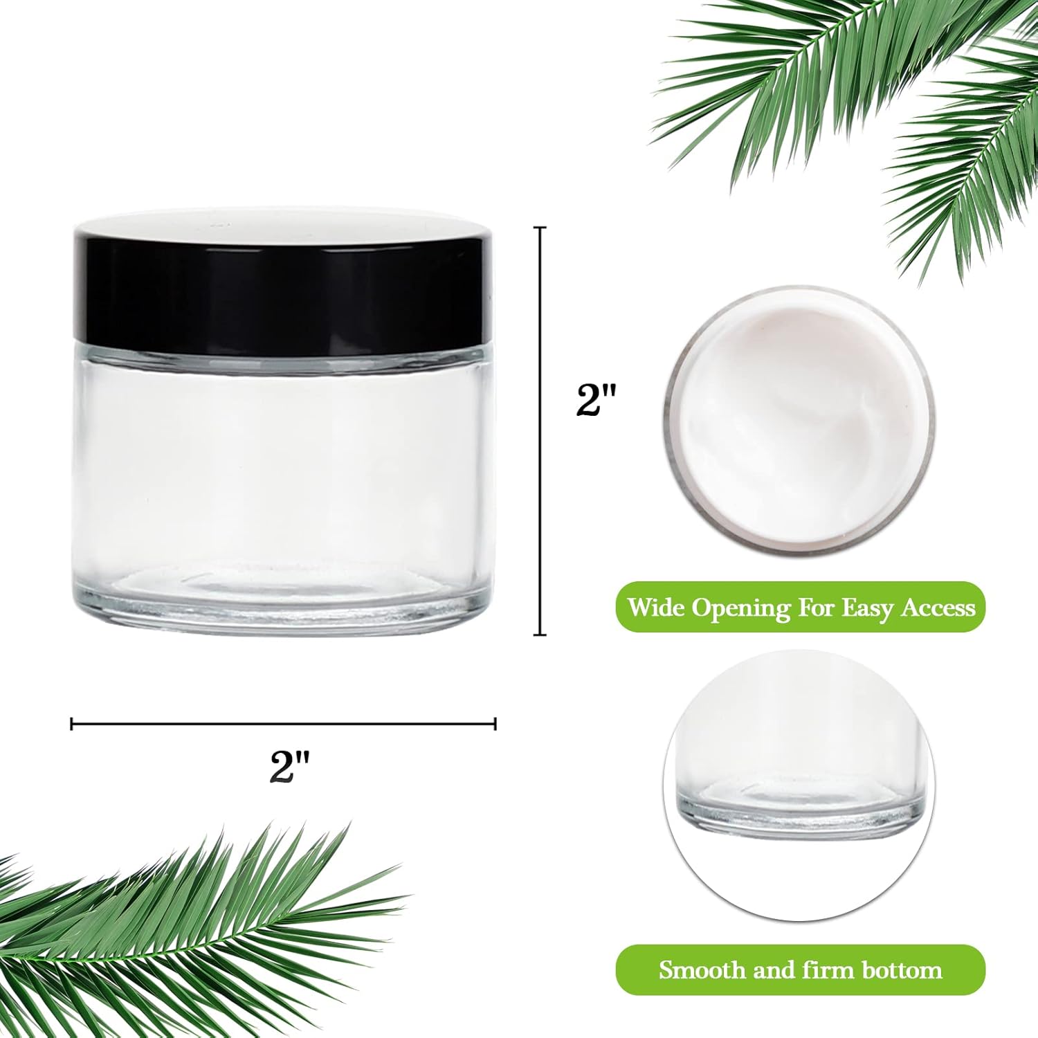 2 oz Glass Jars with Lids, Hoa Kinh 24 Pack Clear Small Cosmetic Glass Jars