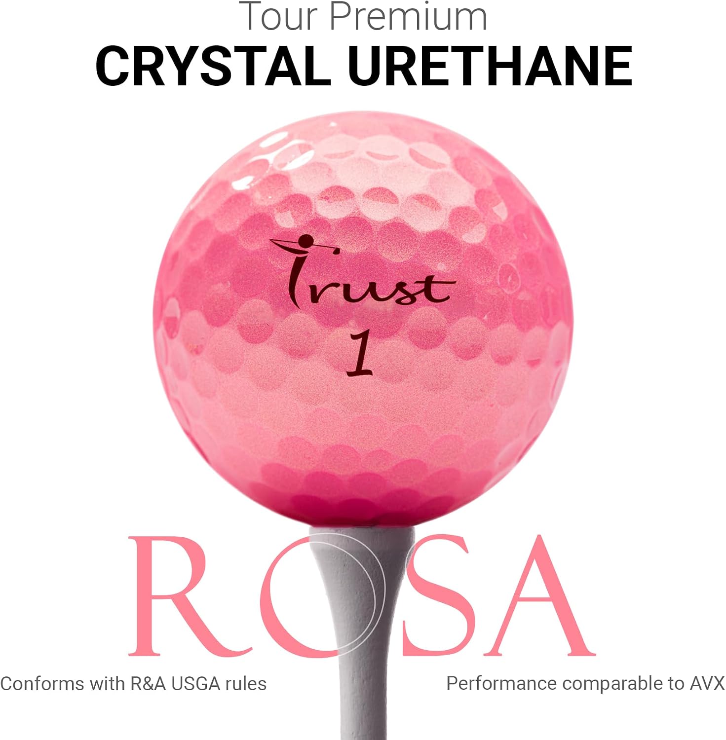 Trust Golf Balls - Aurora & Rosa Crystal Urethane Series | Eye-Catching & Easy to Spot | Maximum Distance, Soft Feel, Straight Flight