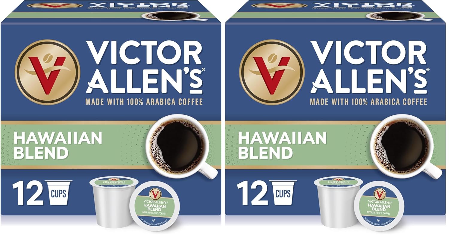 Victor Allen's Coffee K Cups, Kona Blend Single Serve Medium Roast Coffee, 80 Count, Keurig 2.0 Brewer Compatible | 100% Arabica beans, Keurig K-Cup compatible, Kosher-OU (Pareve), Kona District blend, 90-150mg caffeine per serving