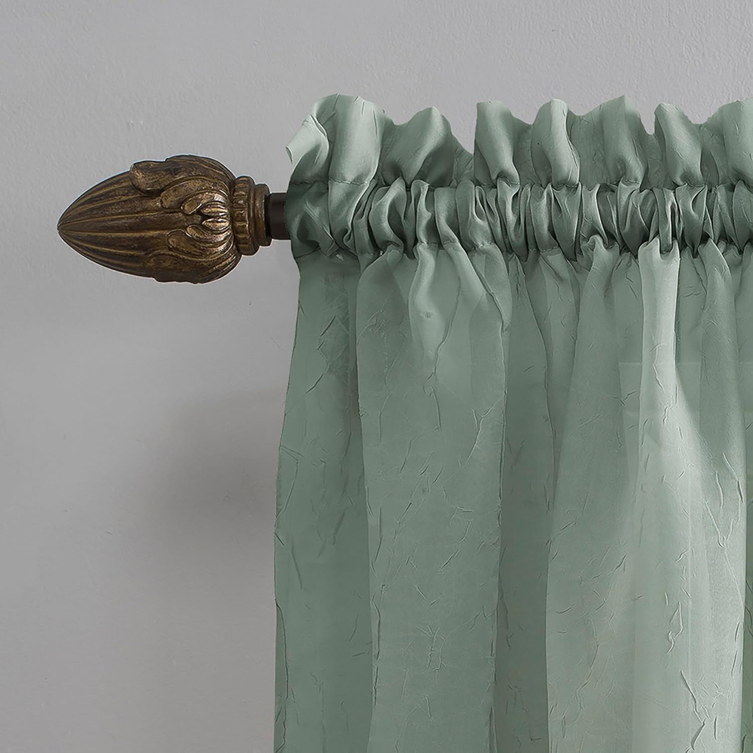 No. 918 Erica Crushed Sheer Voile Rod Pocket Curtain Panel, 51" x 108", Eggshell Off-White