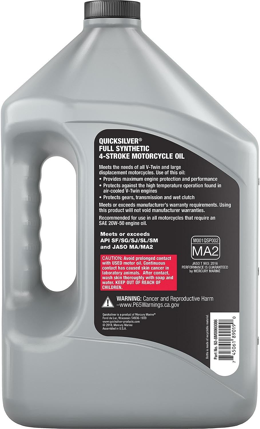 Quicksilver 20W-50 Full Synthetic Motorcycle Oil, 1 Quart