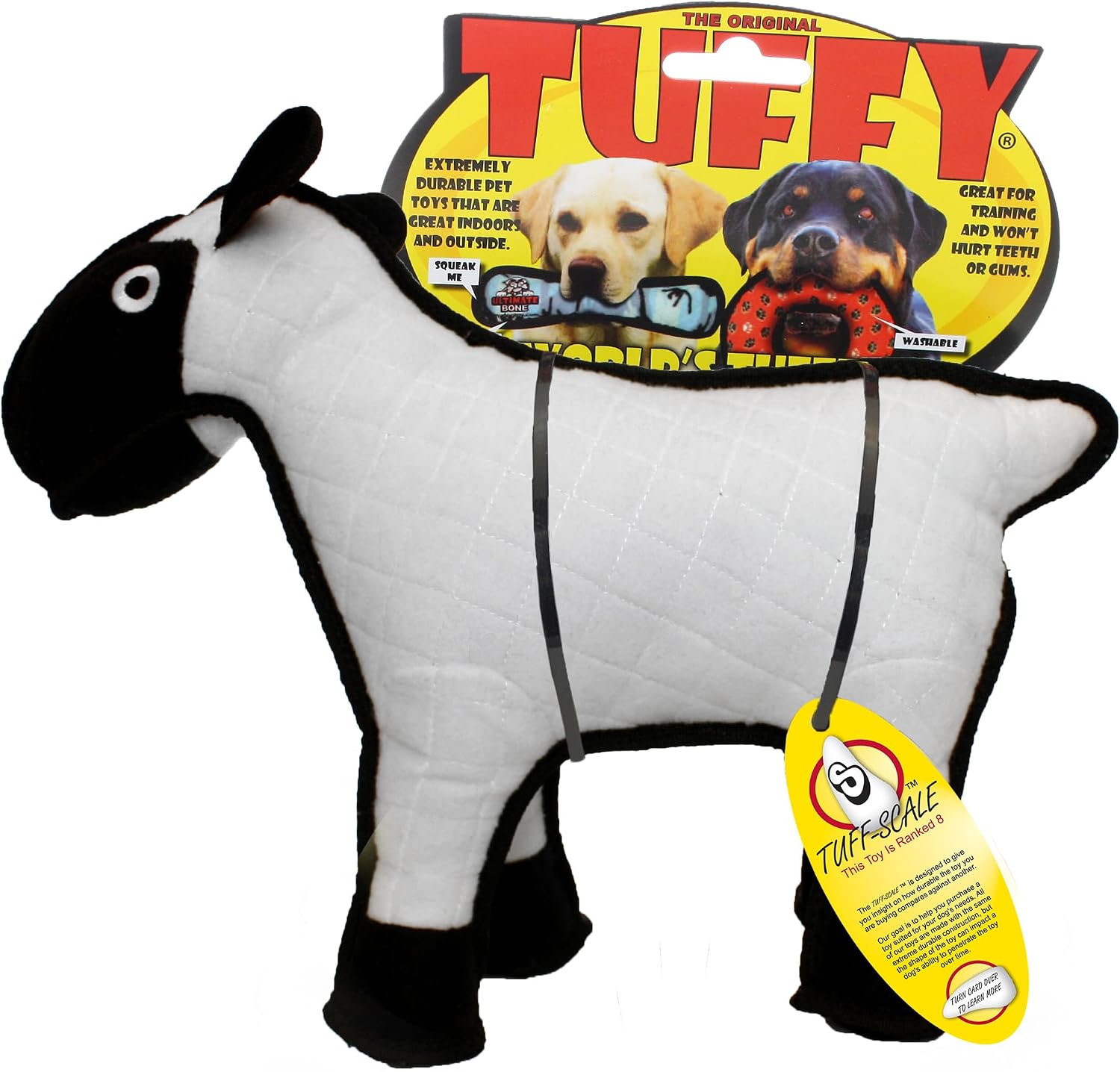 TUFFY® : Cow Dog Toy: Ultra Durable Plush Toy with Multiple Layers & Reinforced Seams, Washable and Floats, Original Construction