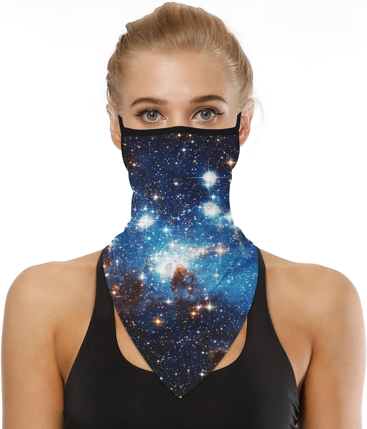 YAYOUREL Neck Gaiter Face Mask Bandanas for Men Women UV Face Scarf Cover Ear Loop Hole Facemask for Fishing Running Cycling