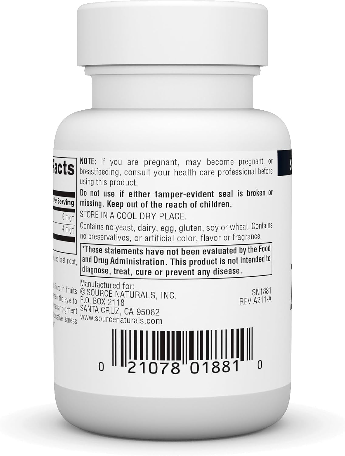 Source Naturals Zeaxanthin with Lutein, Antioxidant Eye Support* - 10 mg - 30 Capsules