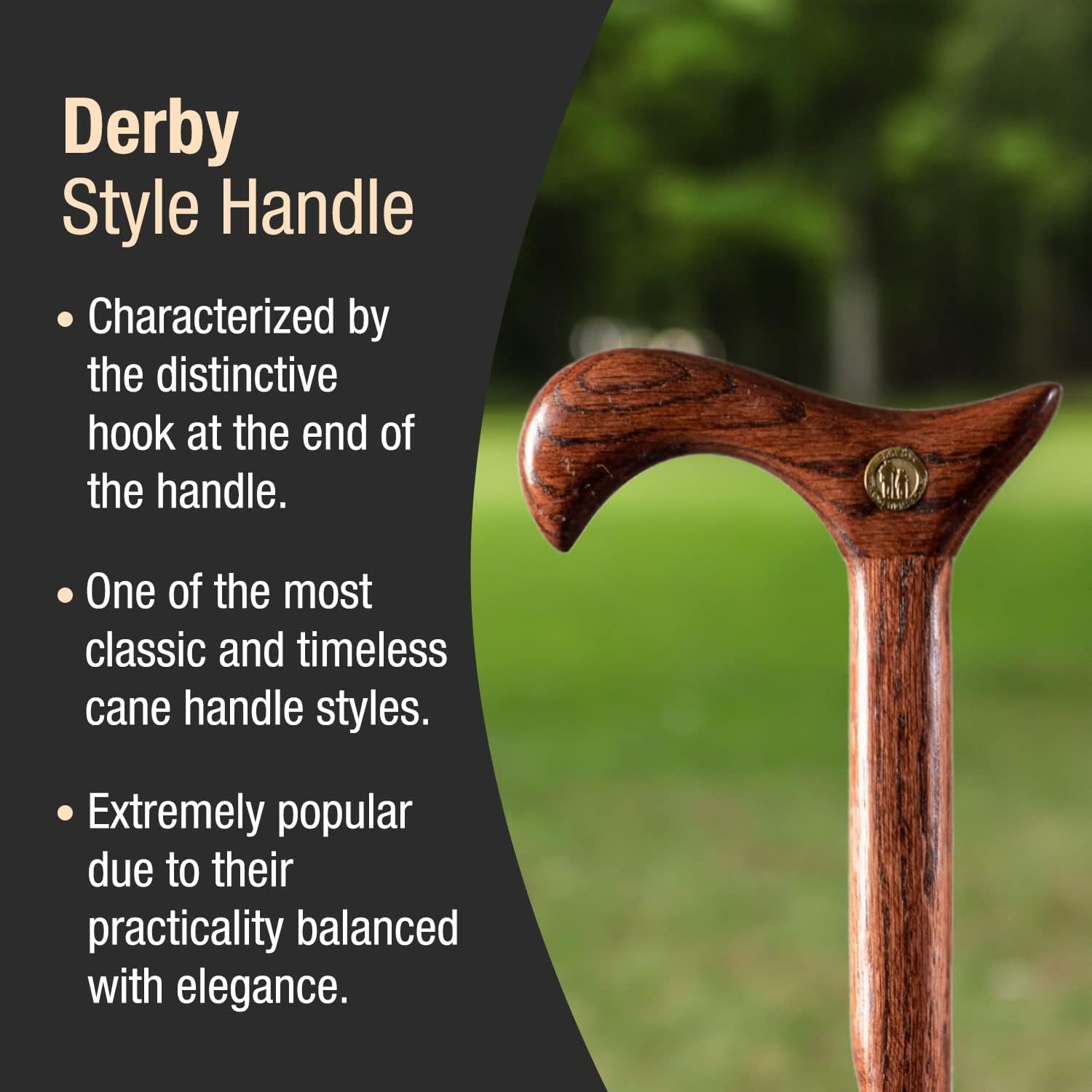 Brazos Handcrafted Wood Walking Cane, Twisted Oak, Derby Style Handle, for Men & Women, Made in The USA