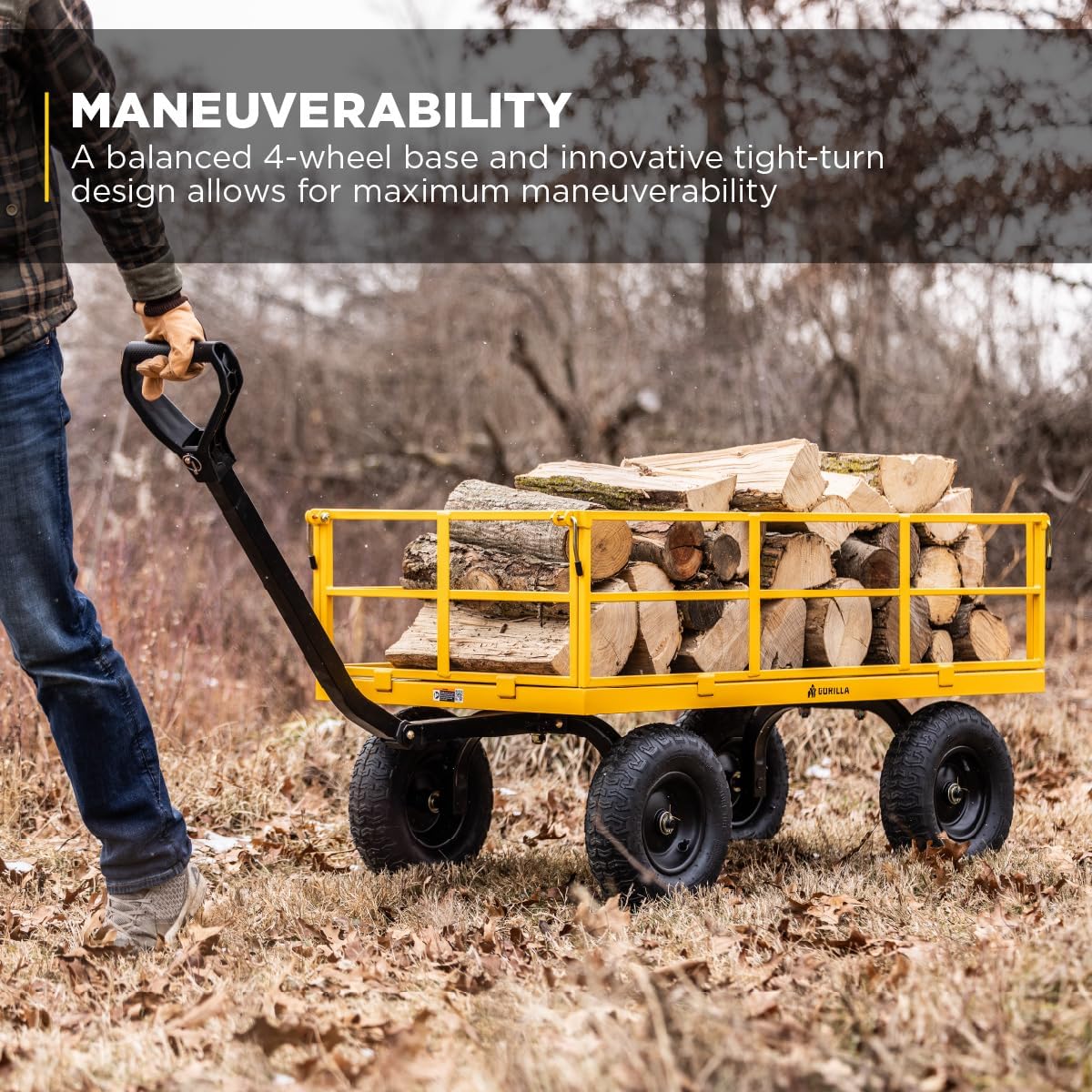 Gorilla Carts 800-Pound Capacity Heavy Duty Steel Mesh Versatile Utility Garden Wagon with Easy Grip Handle for Outdoor Hauling, Red, Model GOR800-COM | 800-lb Capacity Steel Utility Garden Cart for Homeowners and Contractors Hauling Firewood, Bricks and…