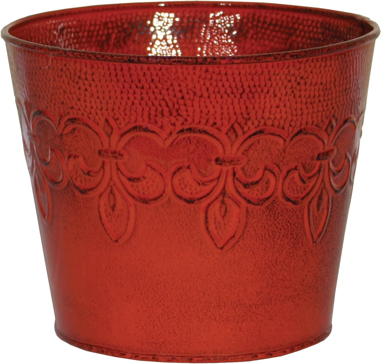 MPT01891 Fluer De Lis Series Metal Planter Flower Pot, 6", Color Tansy Green