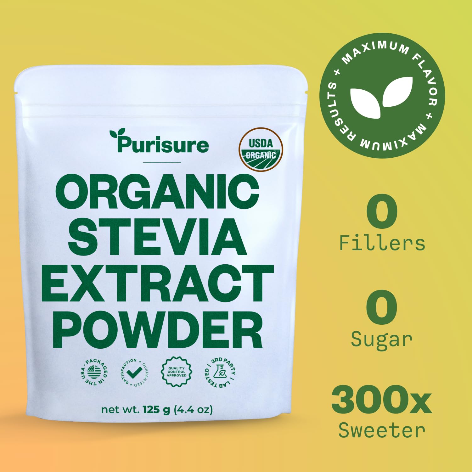 Organic Stevia Extract Powder, Concentrated Natural Sweetener for Coffee, Tea, Baking & Drinks, Zero Calorie, Non-GMO, Keto Friendly, 892 Servings