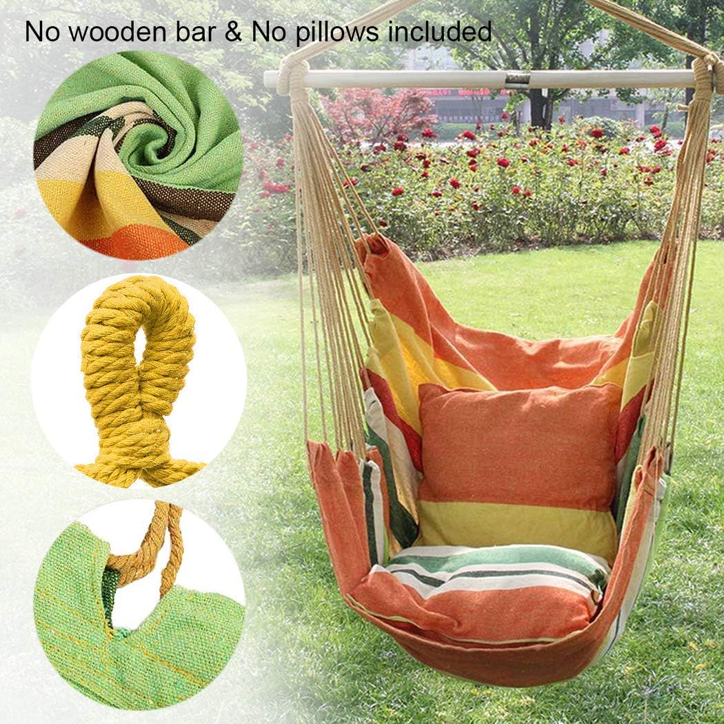 Hammock Chair Hanging Rope Swing Seat for Indoor Outdoor, Sturdy Cotton Weave Hammock Swing