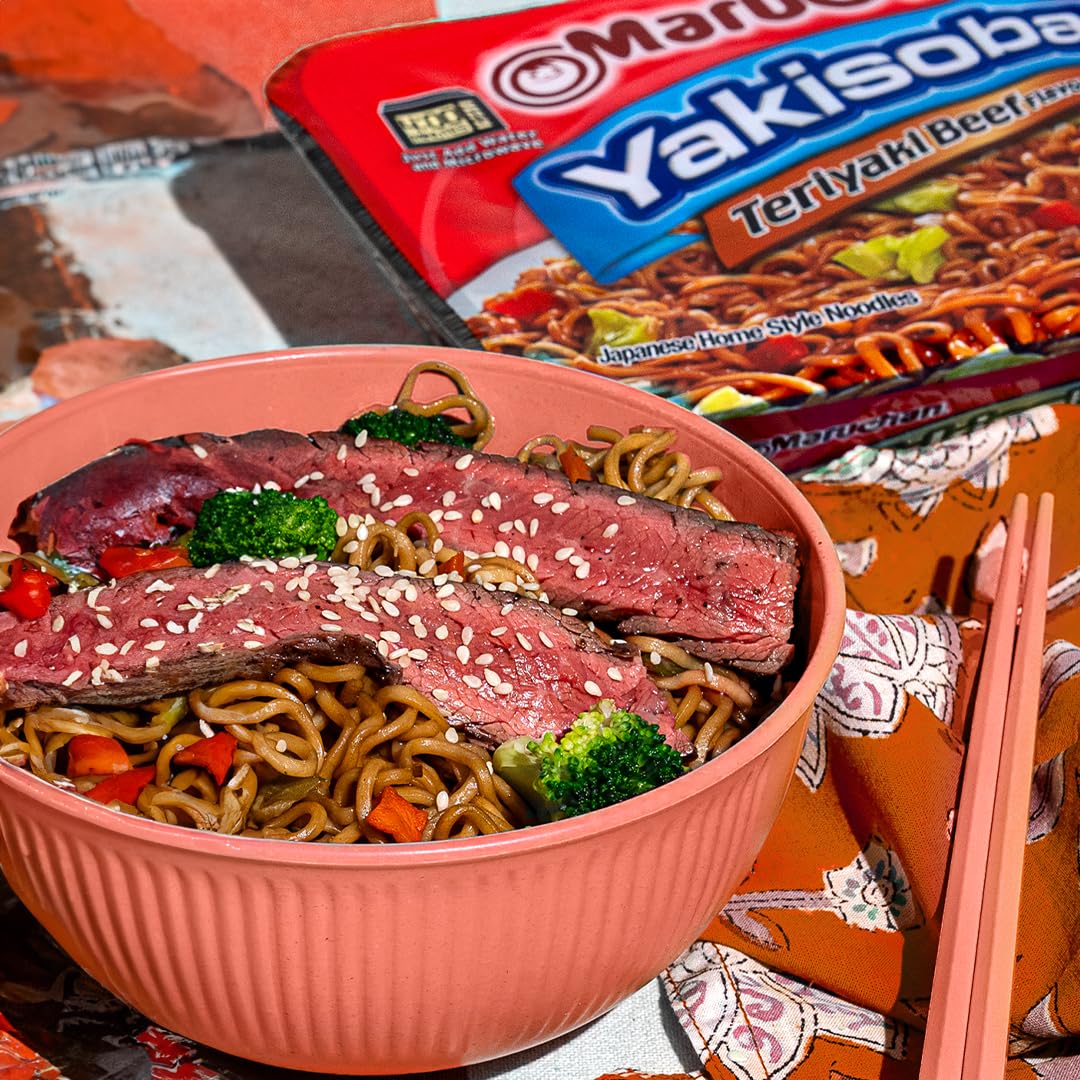Maruchan Yakisoba, Spicy Chicken Flavor – Stir-Fried Japanese Instant Ramen Noodles, High Protein Microwavable Meal – 4.11 Oz. (8 Pack)