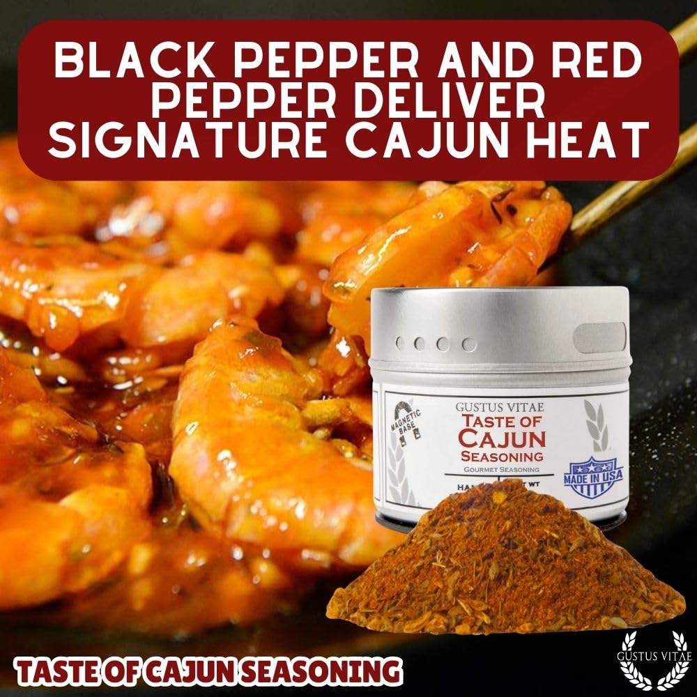 Gustus Vitae | Taste of Cajun Seasoning | Natural Gourmet Spice Blend | Premium Small Batch | Culinary Blackening Spice | Natural Creole Herbs | Non