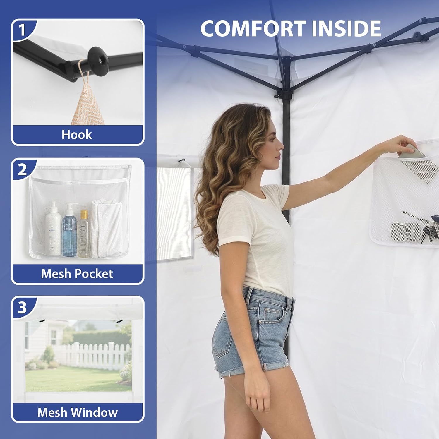 EAGLE PEAK 4x4 Pop Up Changing Tent, Outdoor Changing Room, Gray/White